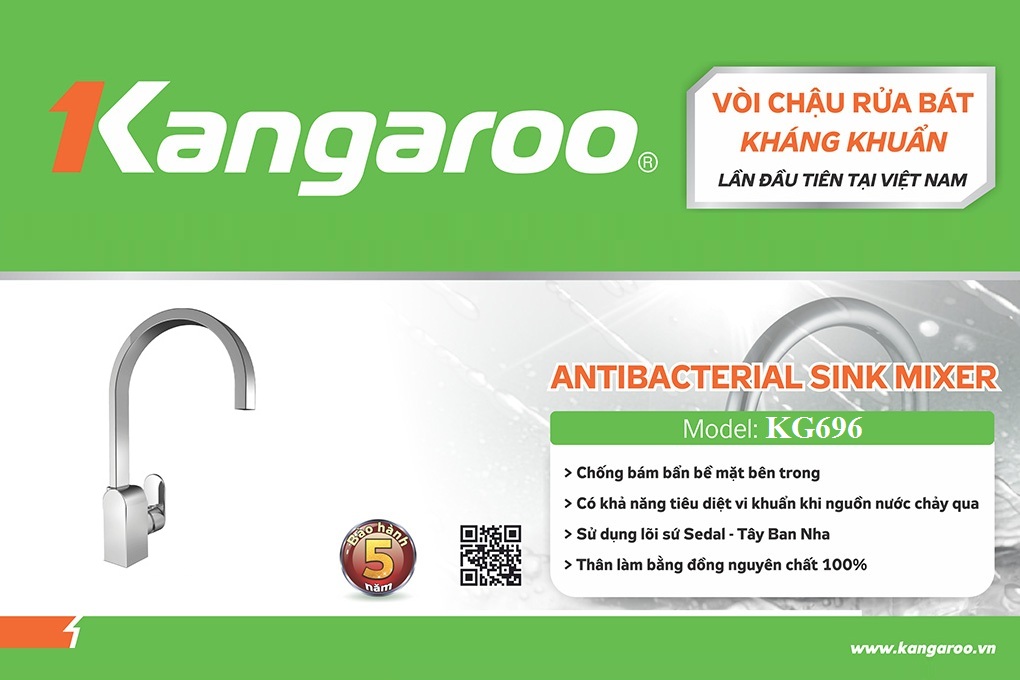 Vòi chậu rửa bát kháng khuẩn Kangaroo KG696